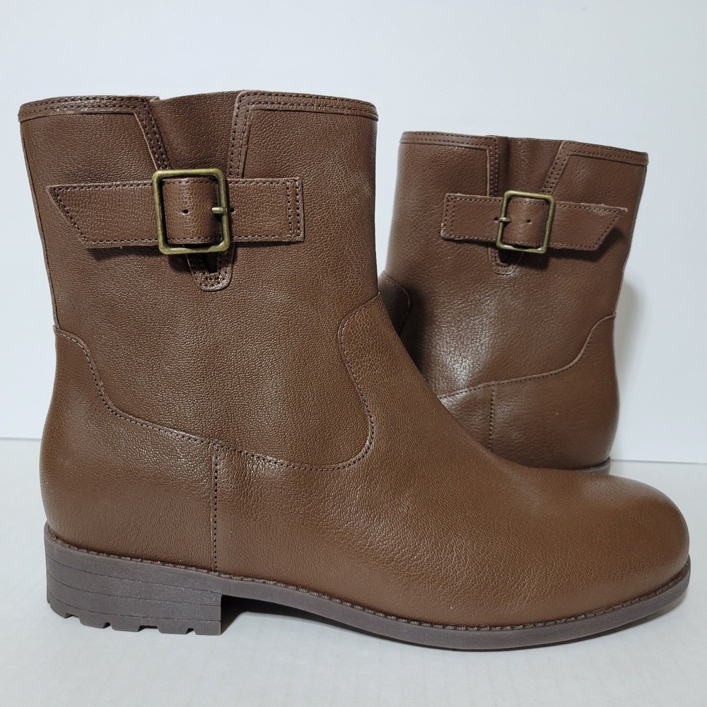 Vionic Jill Womens 11 Wide Brown Classic Outdoor Leather Zip Short Ankle Boots
